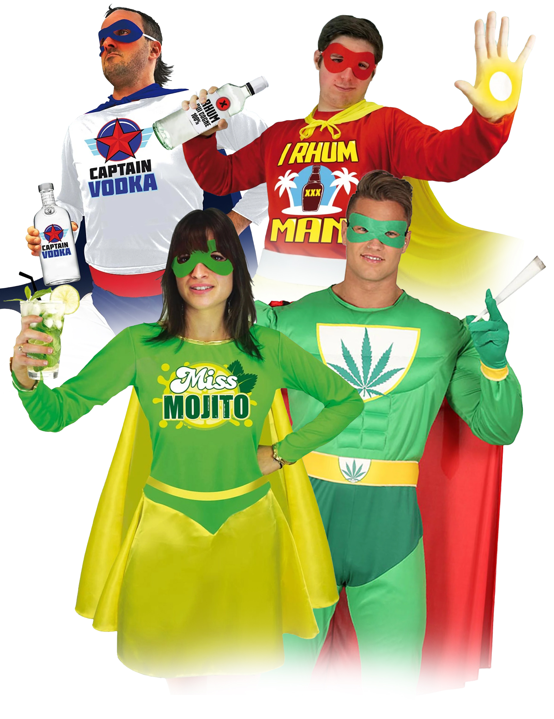 4er Gruppenkostüm Drinkteam und Chill