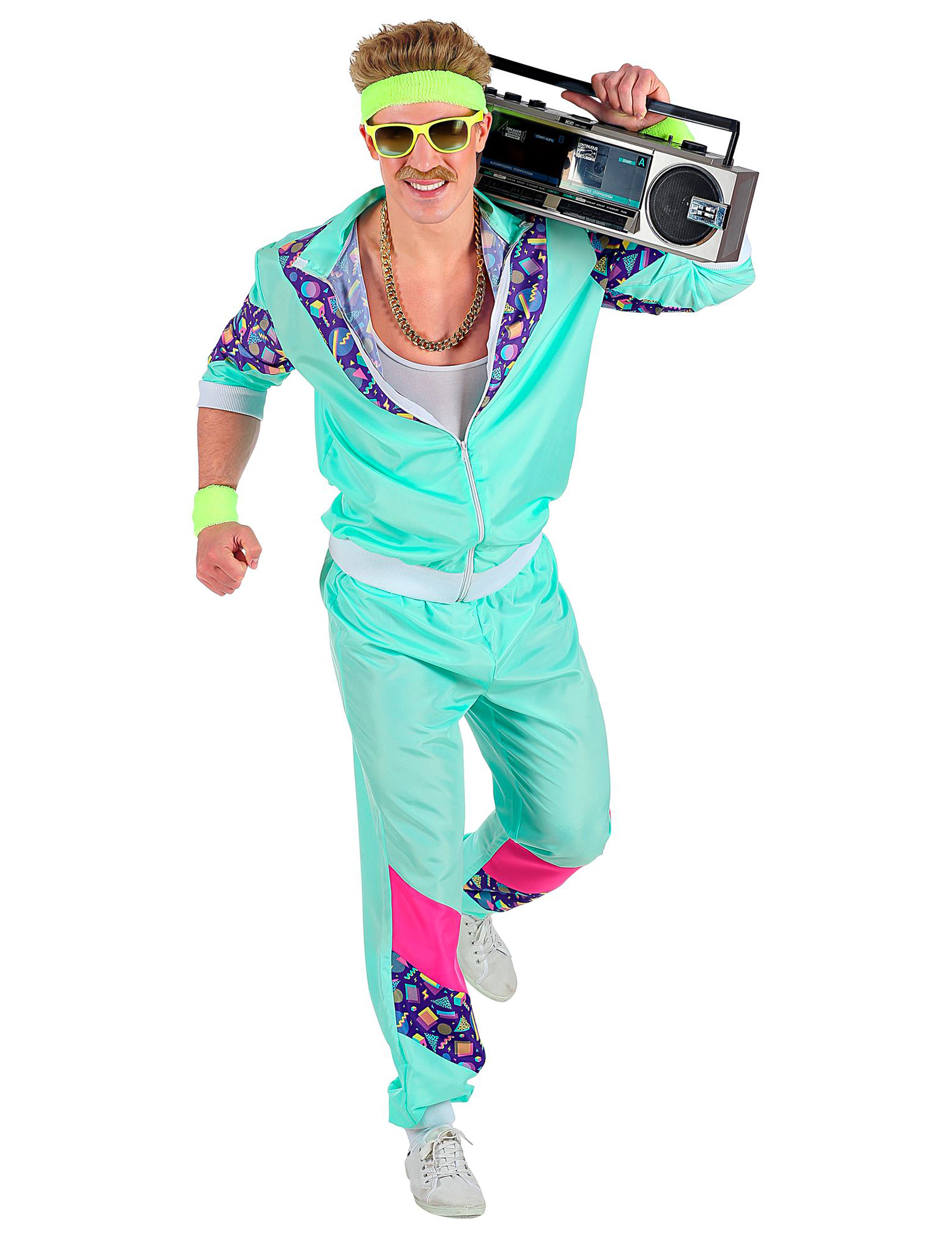 80er Jahre Trainingsanzug für Herren Karnevalskostüm blau