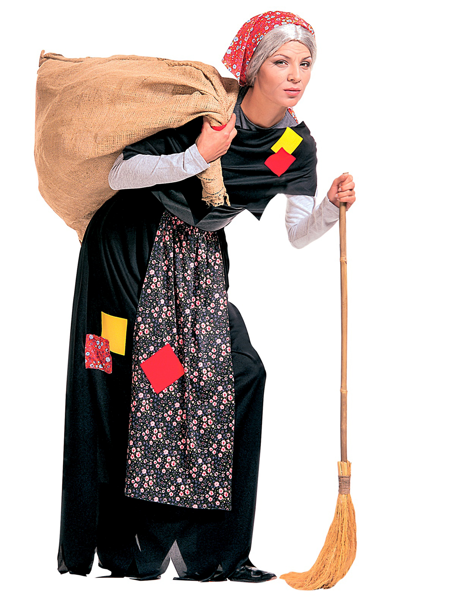 Alte Hexe Halloween-Damenkostüm bunt