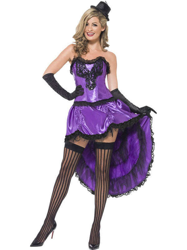Burlesque Showgirl Damenkostüm violett-schwarz