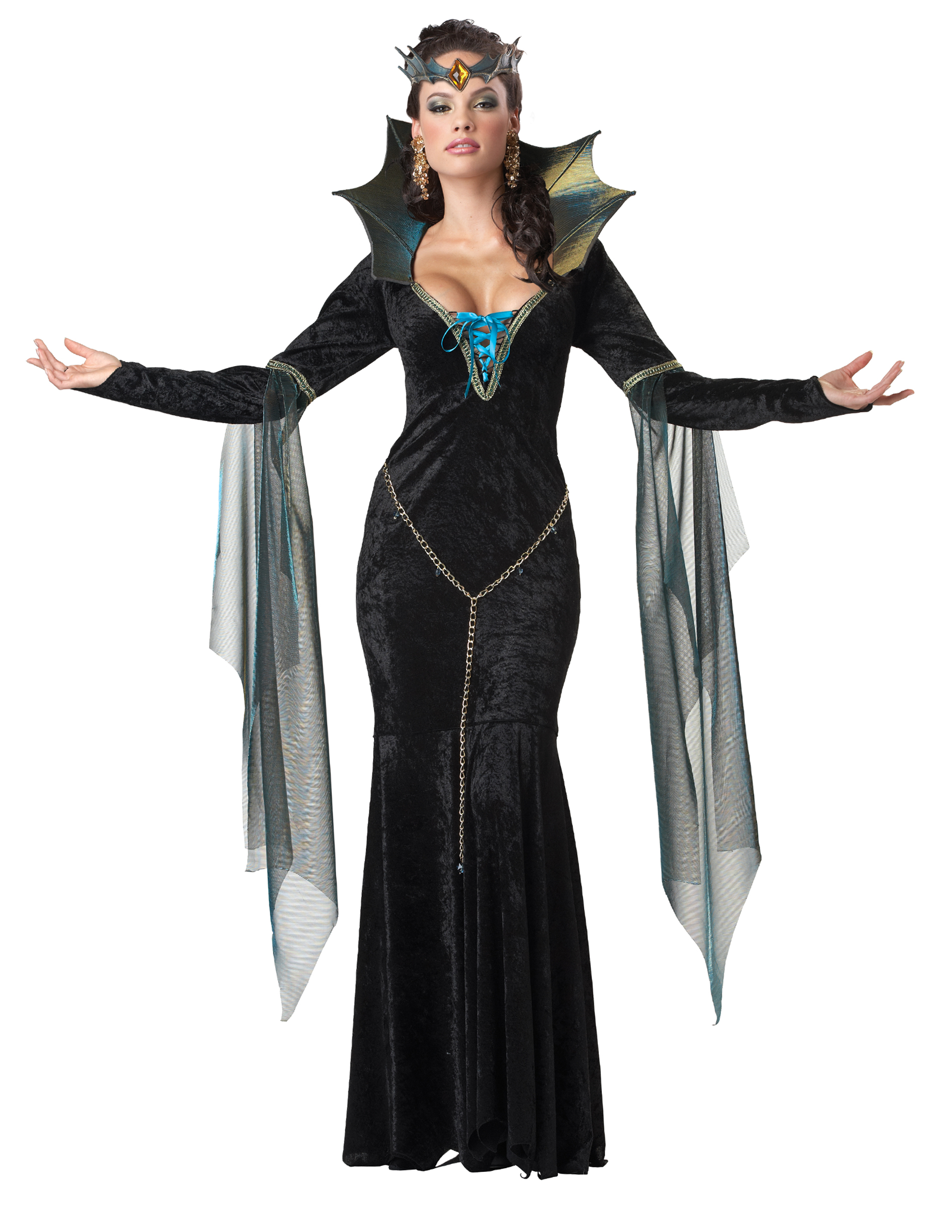 Dunkle Magierin Hexe Zauberin Halloween Damenkostüm schwarz-blau