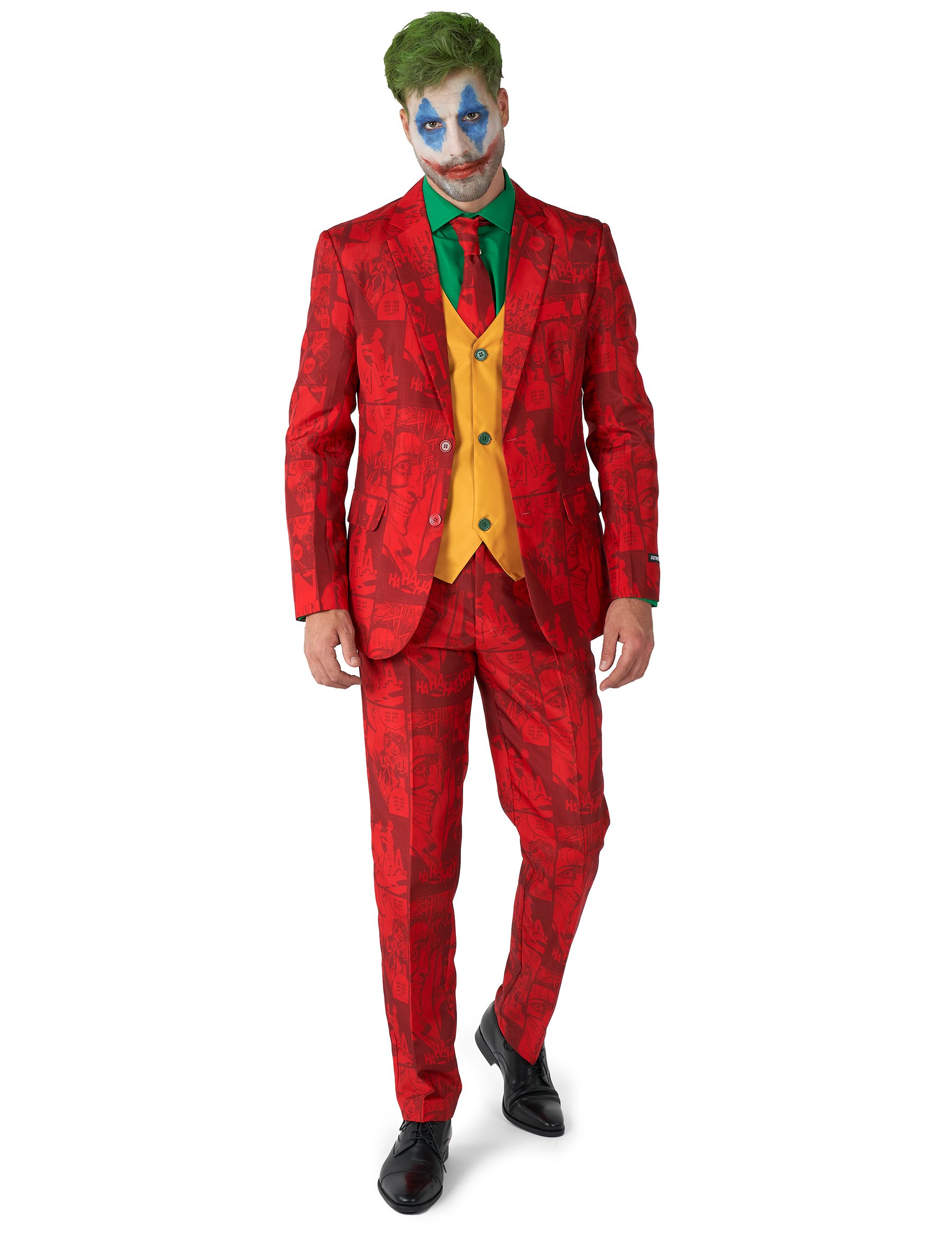 Elegantes Joker-Kostüm von Suitmeister für Erwachsene rot-grün-gelb
