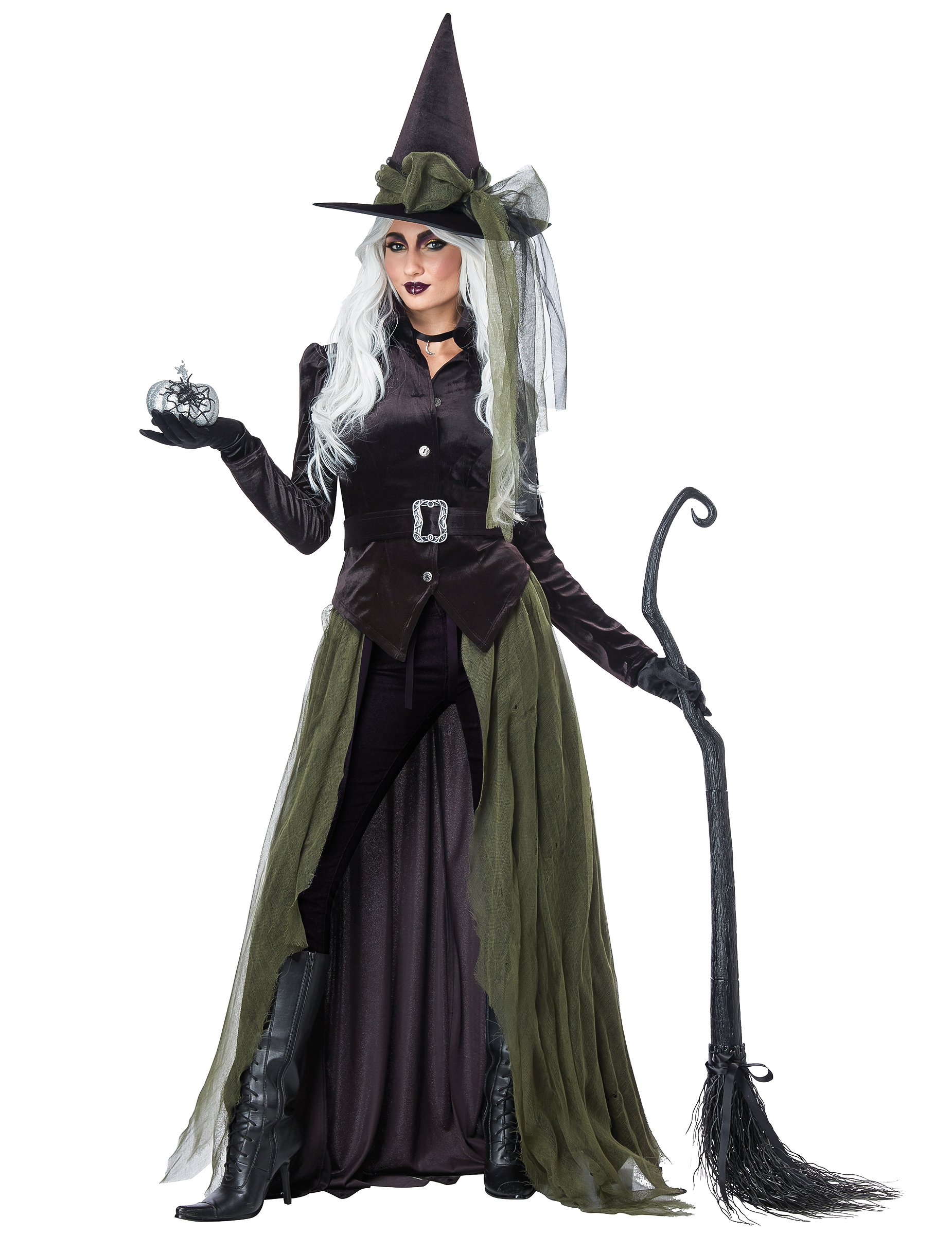 Gothic-Hexenkostüm für Damen Halloween-Kostüm grün-schwarz
