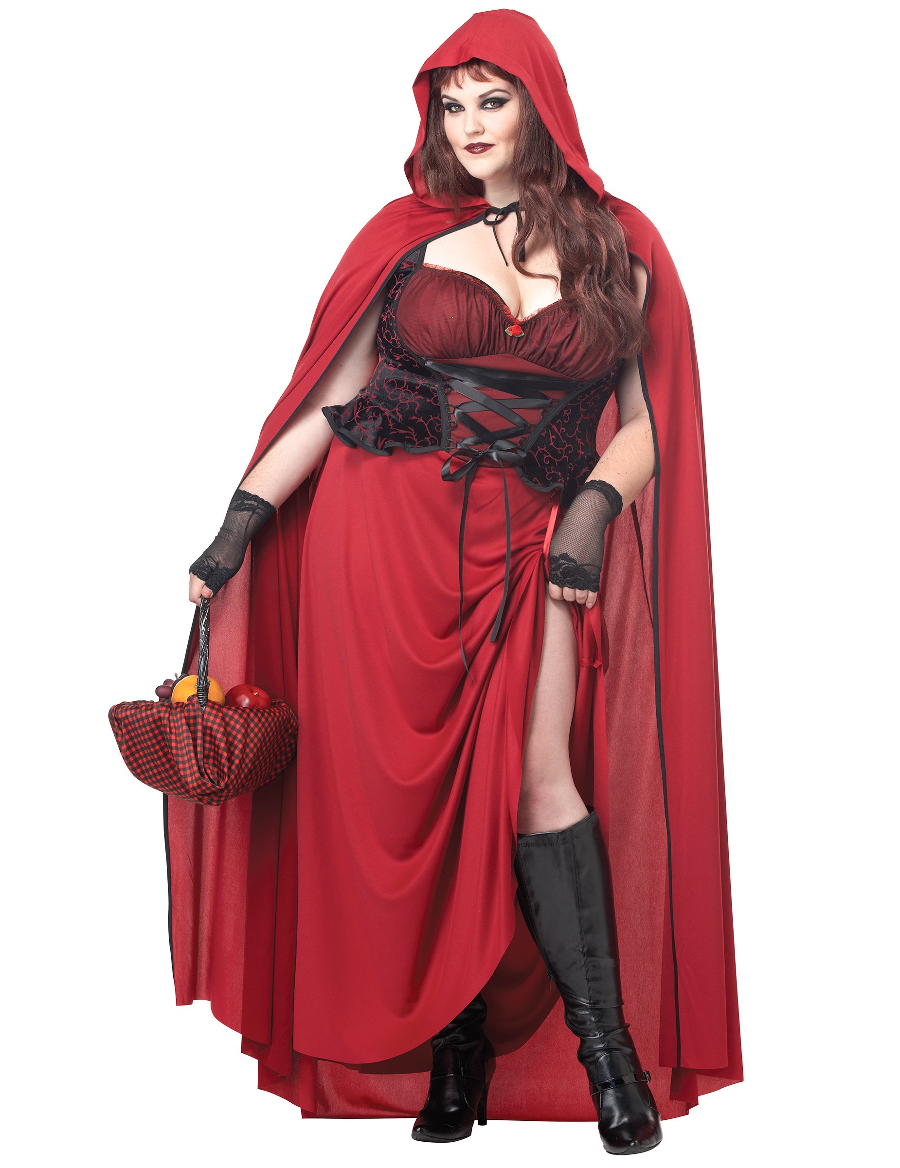 Gothic Rotkäppchen Halloween Damenkostüm XXL rot-schwarz