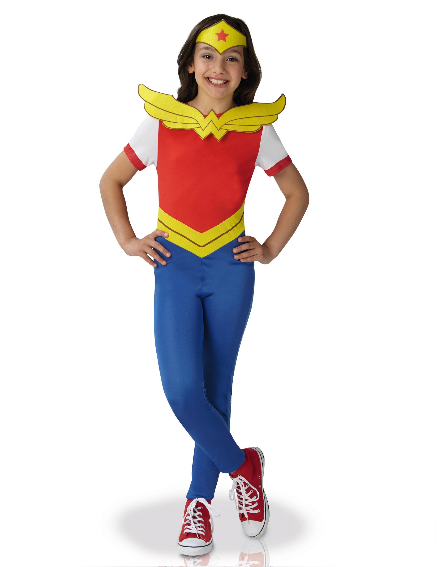 kleine Wonder Woman-Mädchenkostüm Superheldin rot-blau