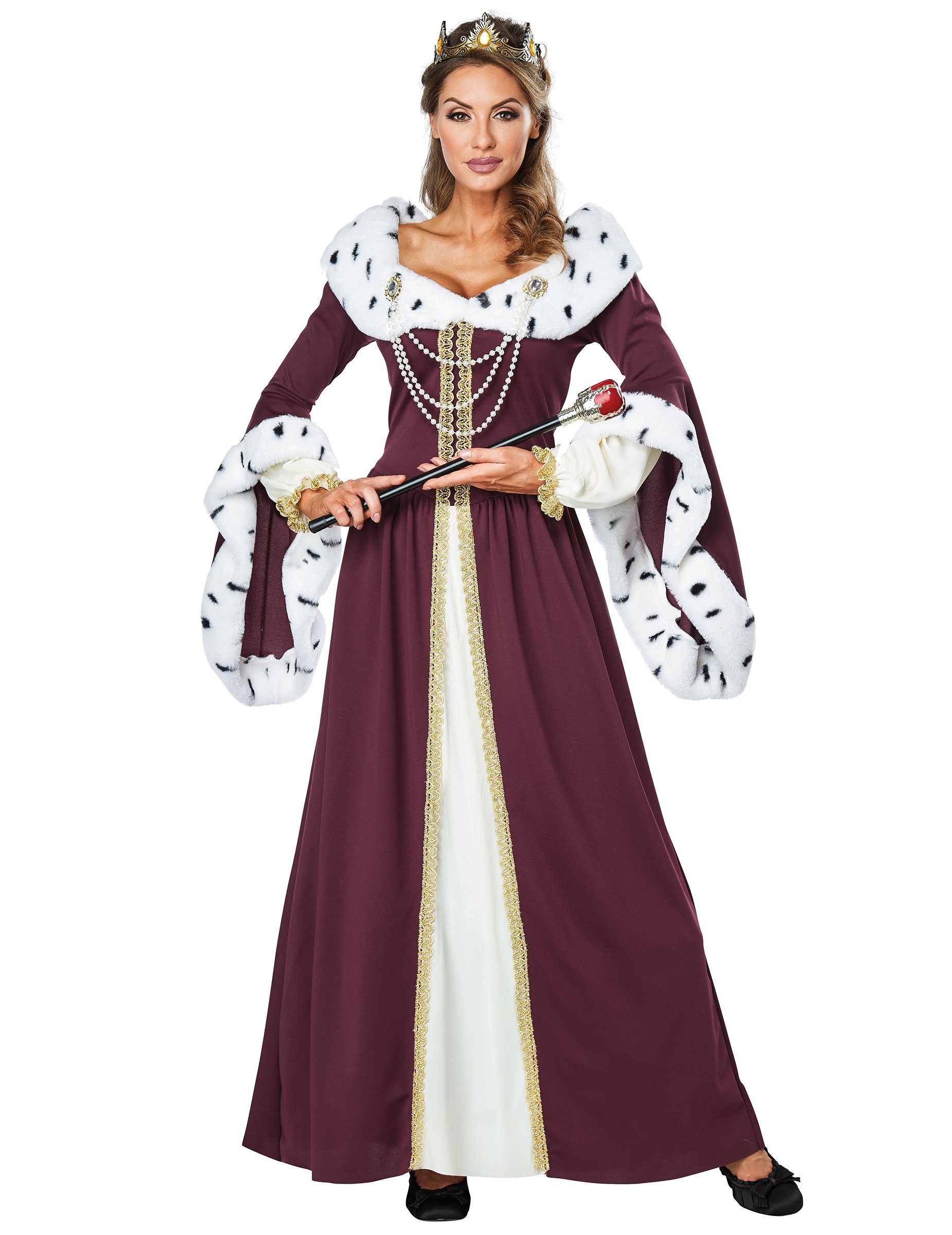 Königin-Kostüm Damen Karneval-Kostüm rot-gold-weiss