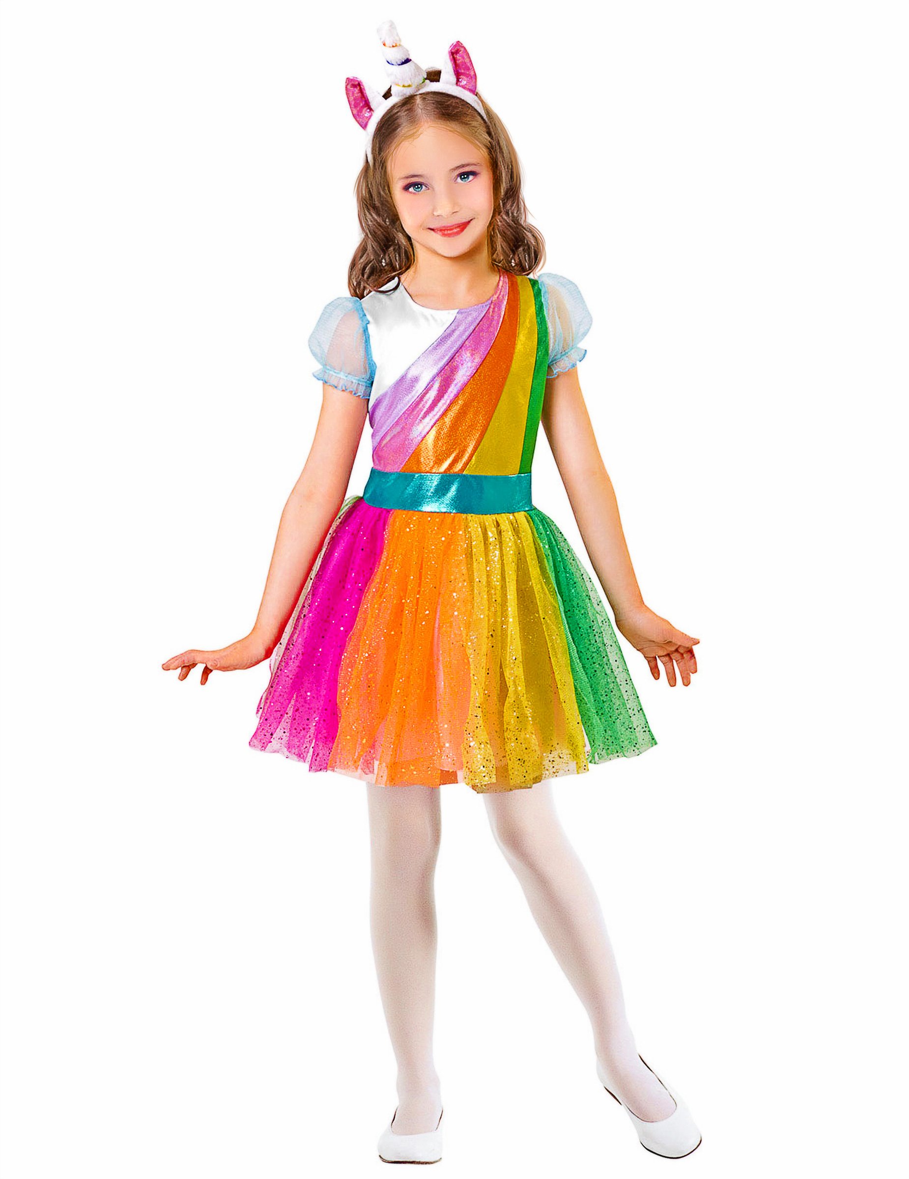 Kostüm Regenbogen-Einhorn für Mädchen