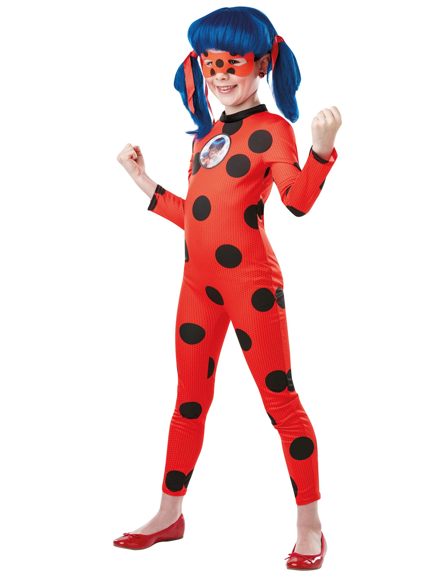 Ladybug-Kostüm für Kinder Overall mit Maske rot-schwarz
