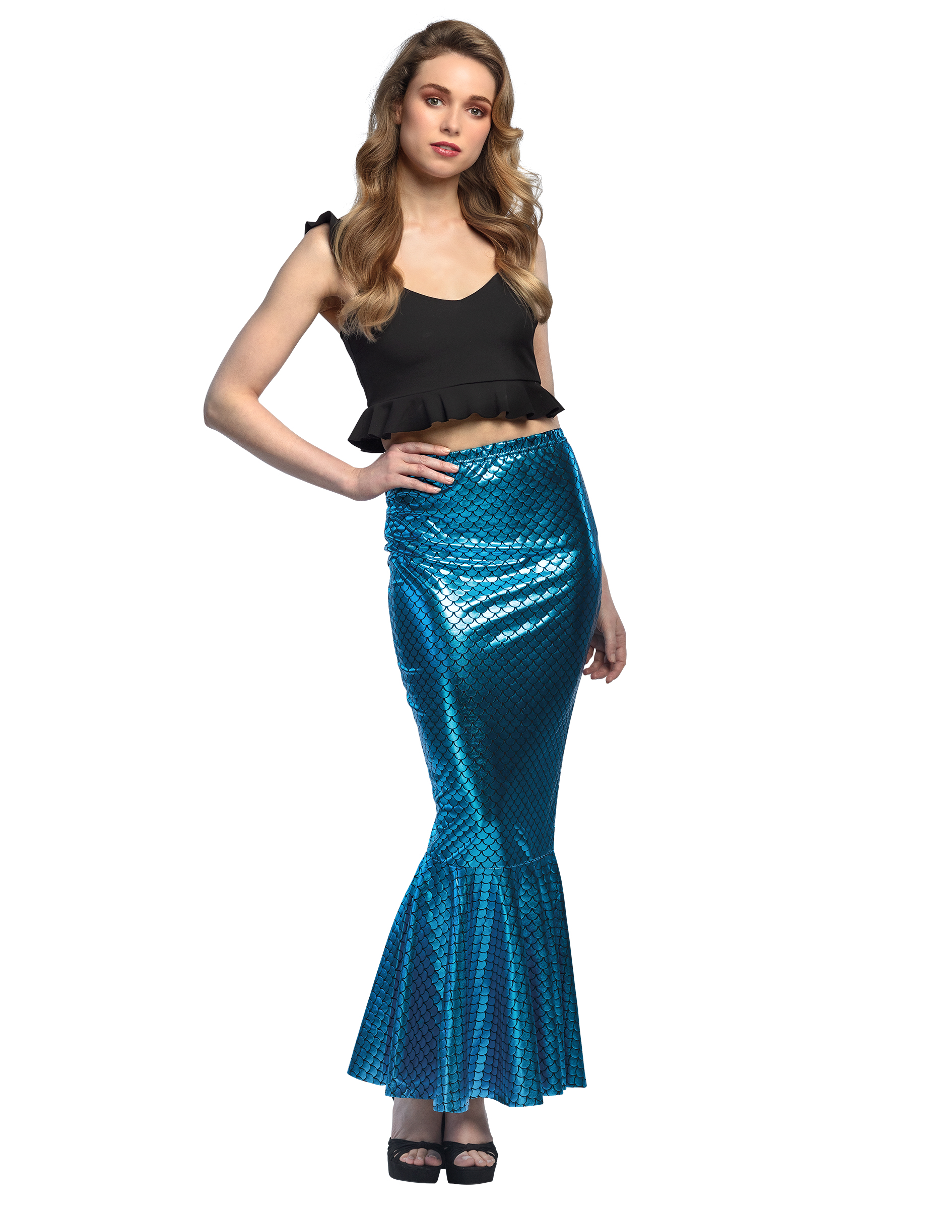 Meerjungfrau-Rock für Damen metallic blau