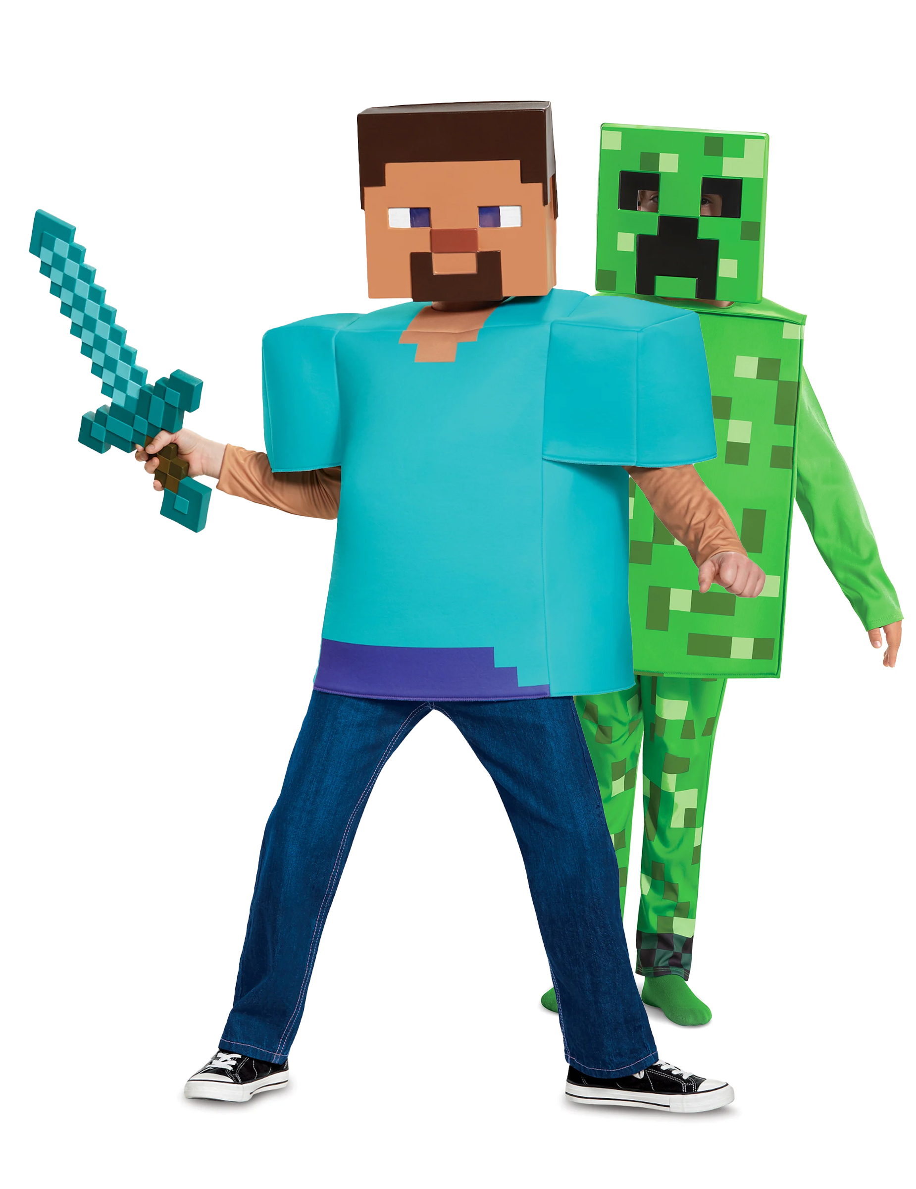 Minecraft Kinder Paarkostüm Steve und Creeper