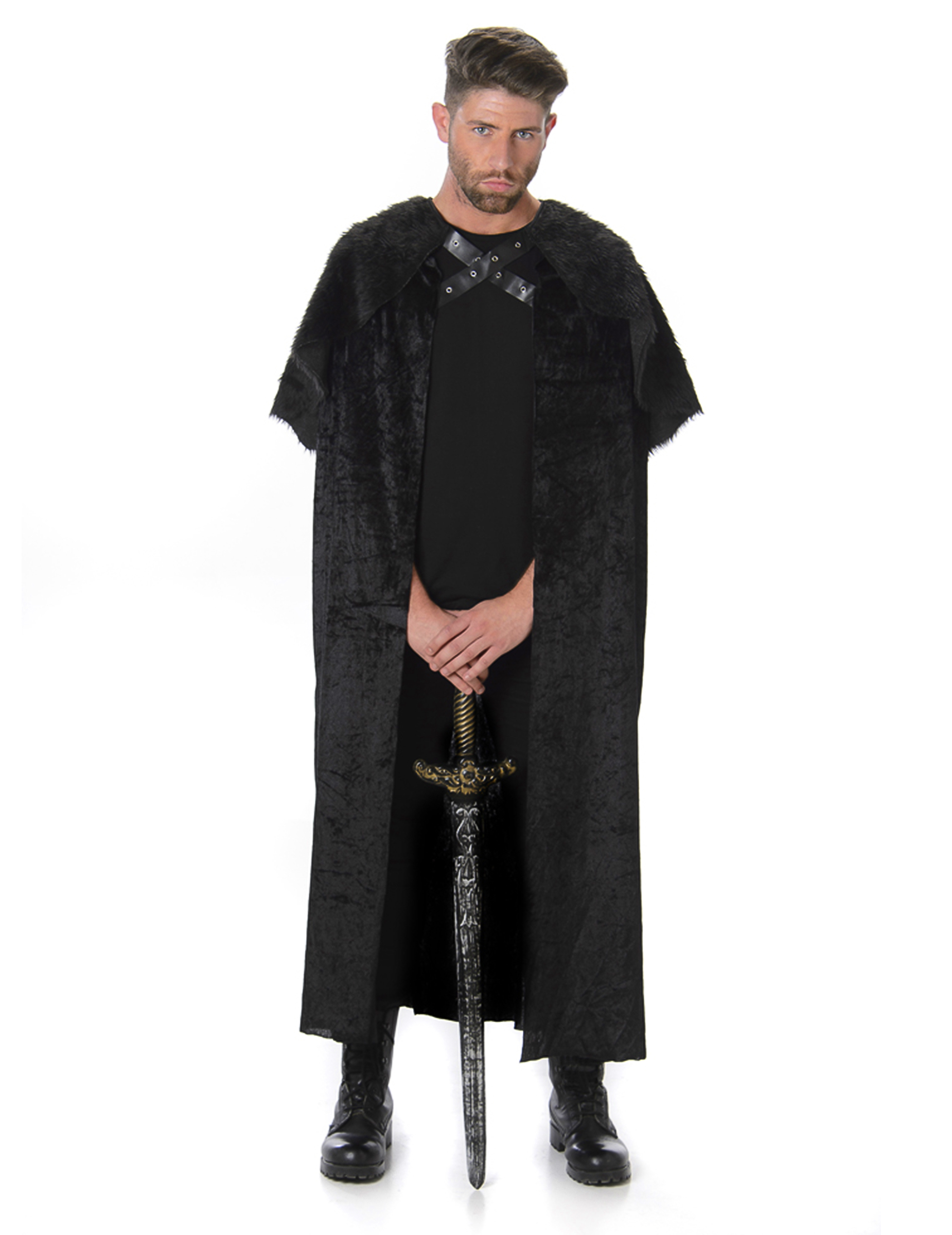 Mittelalter-Krieger Fell-Umhang Nachtwächter schwarz