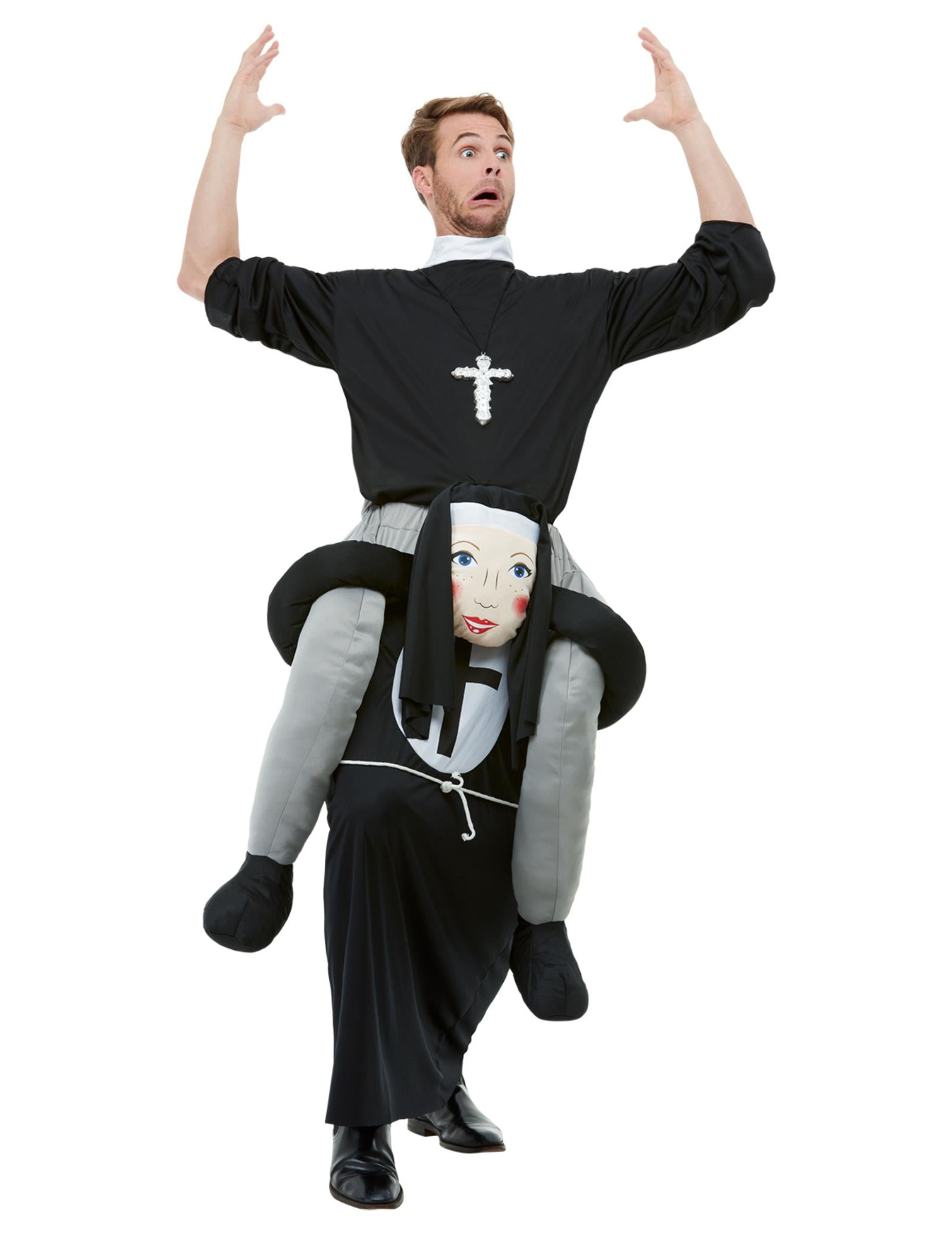 Nonne-Huckepack-Kostüm Faschingskostüm schwarz-grau