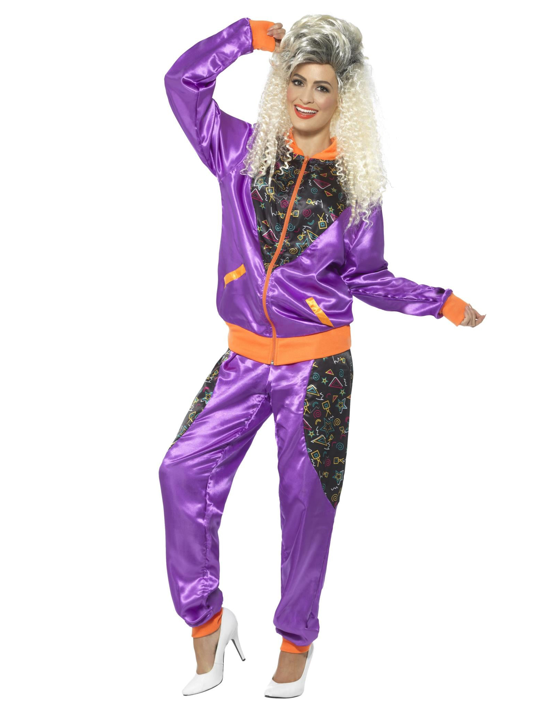 Retro Jogging-Damenkostüm lila