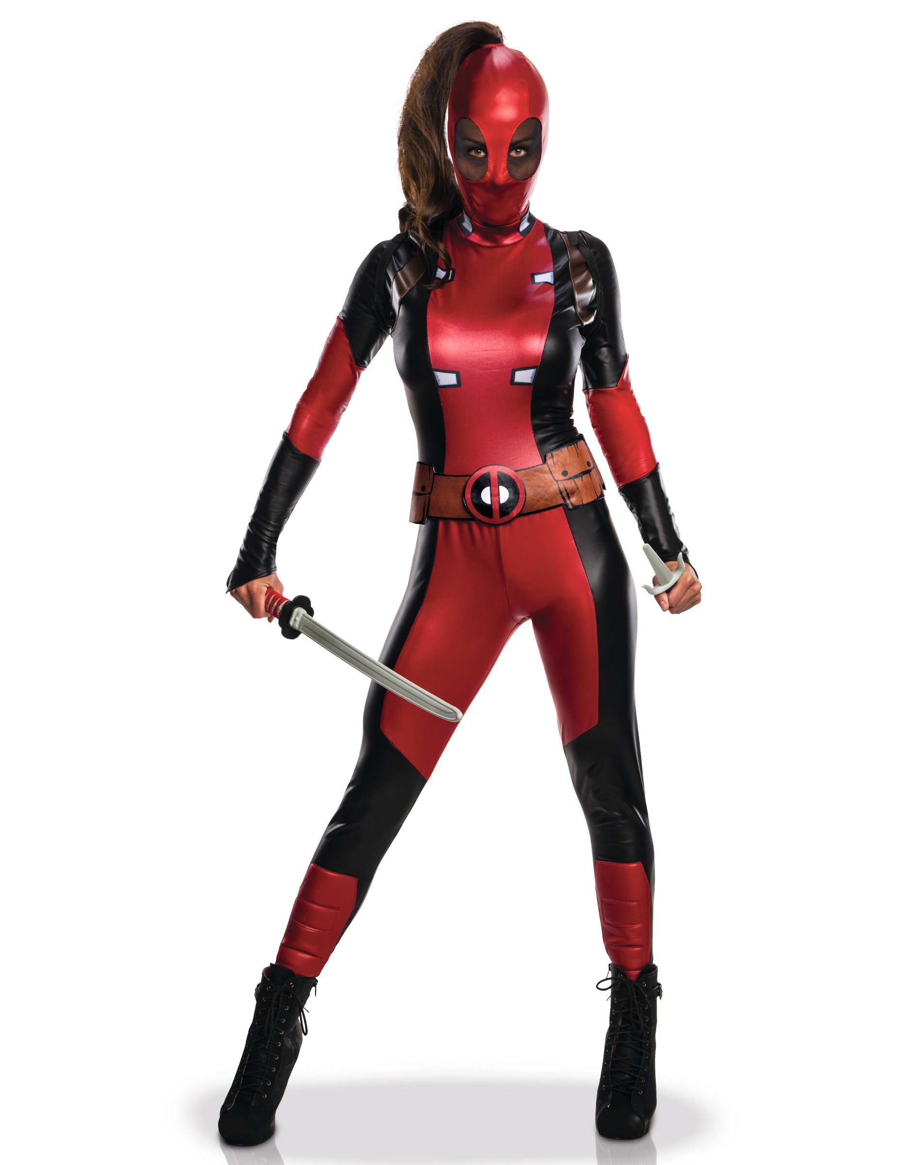 Sexy Deadpool Lizenzkostüm für Damen rot-schwarz