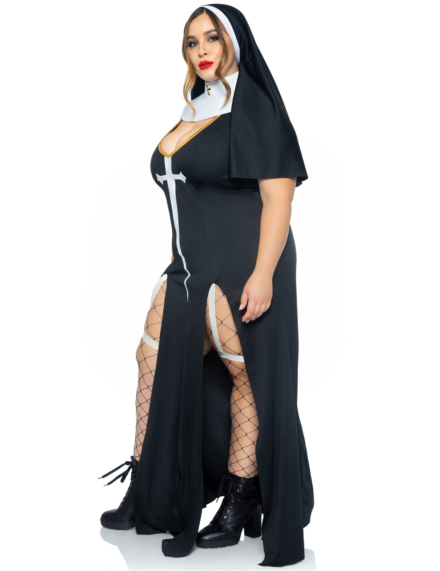 Sexy Plus Size Nonnenkostüm für Damen