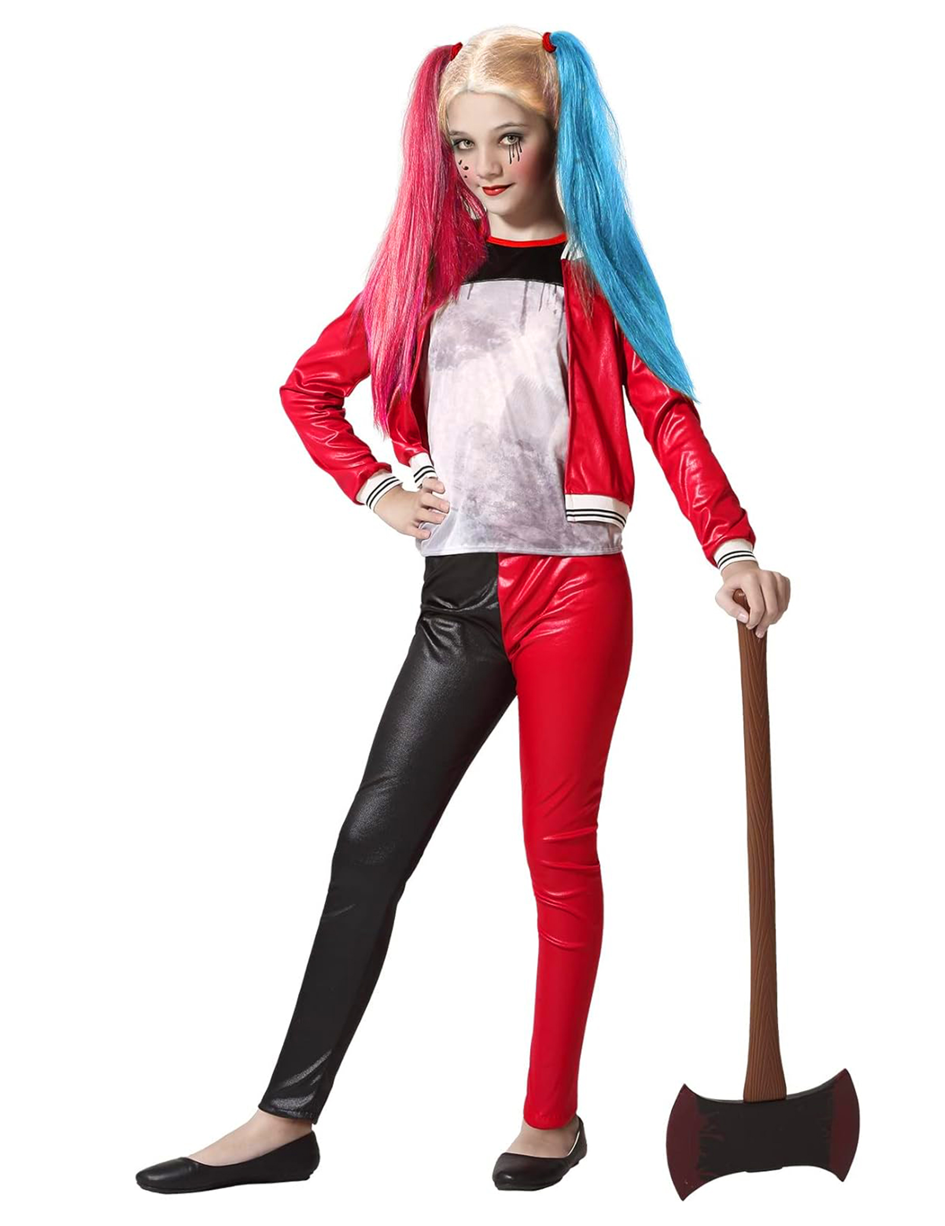 Verrücktes Superheldin-Kostüm für Mädchen Halloweenkostüm blau-schwarz-rot