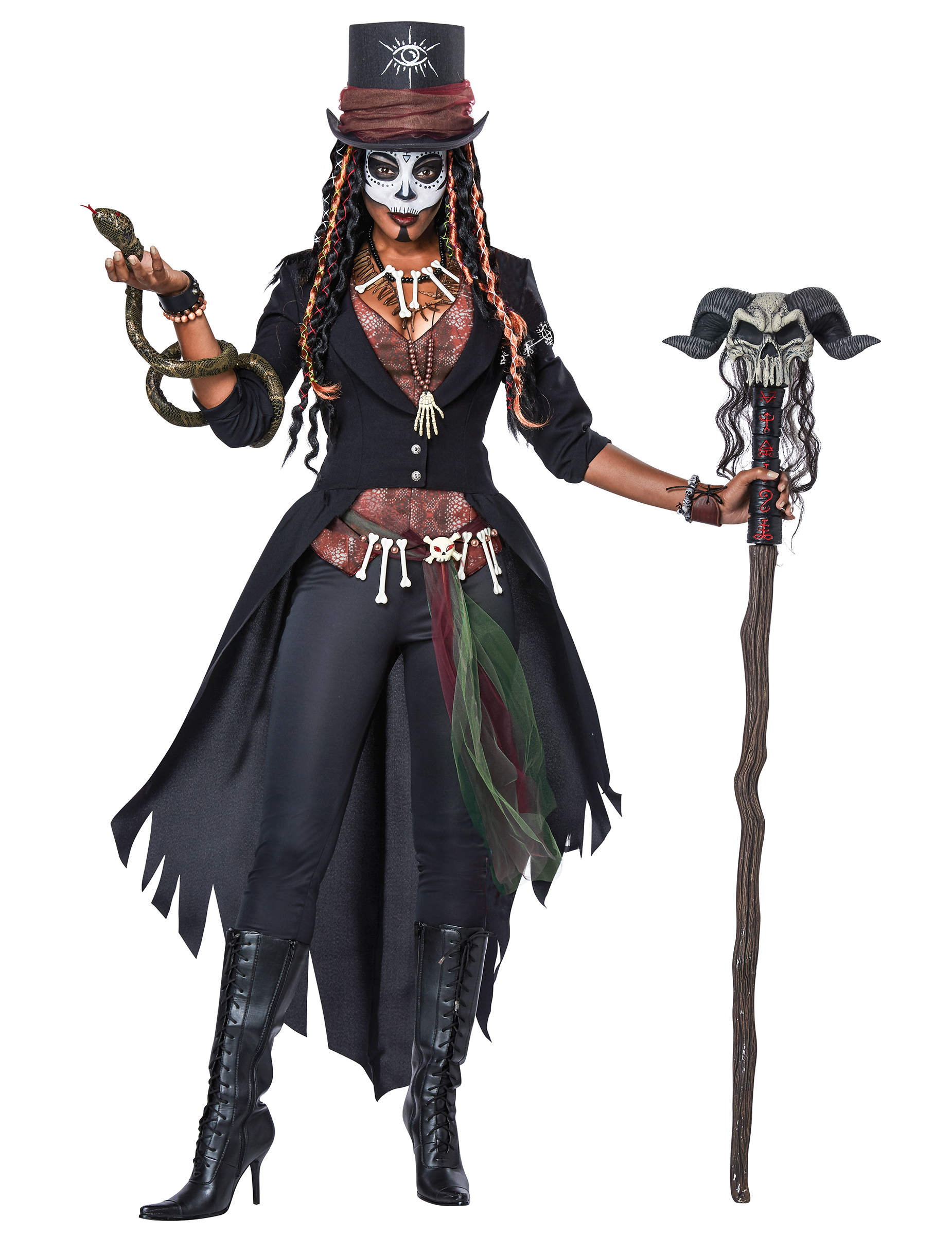 Voodoo-Kostüm für Damen Halloween-Kostüm schwarz-braun