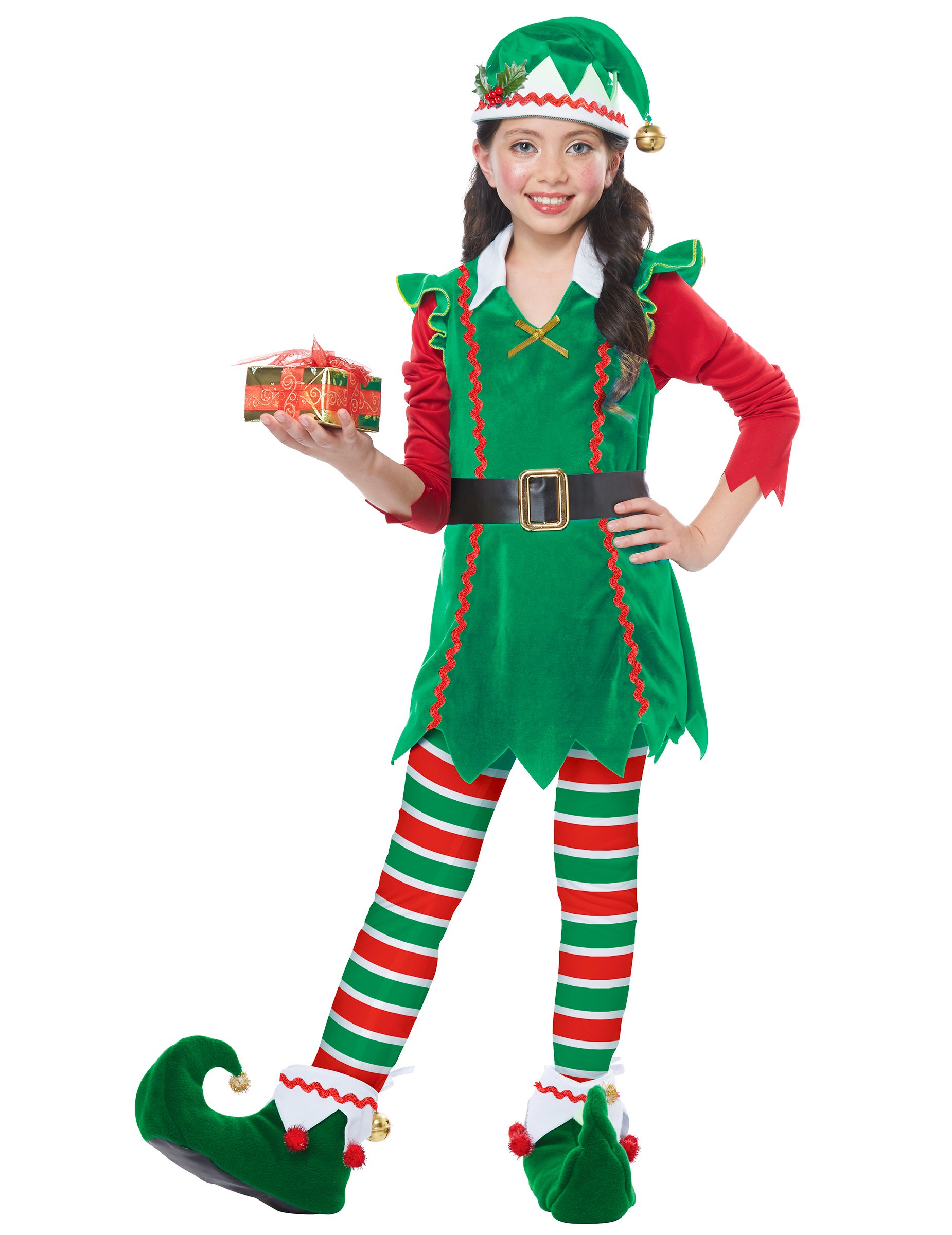 Weihnachtswichtel-Kostüm für Mädchen Weihnachtskostüm grün-rot