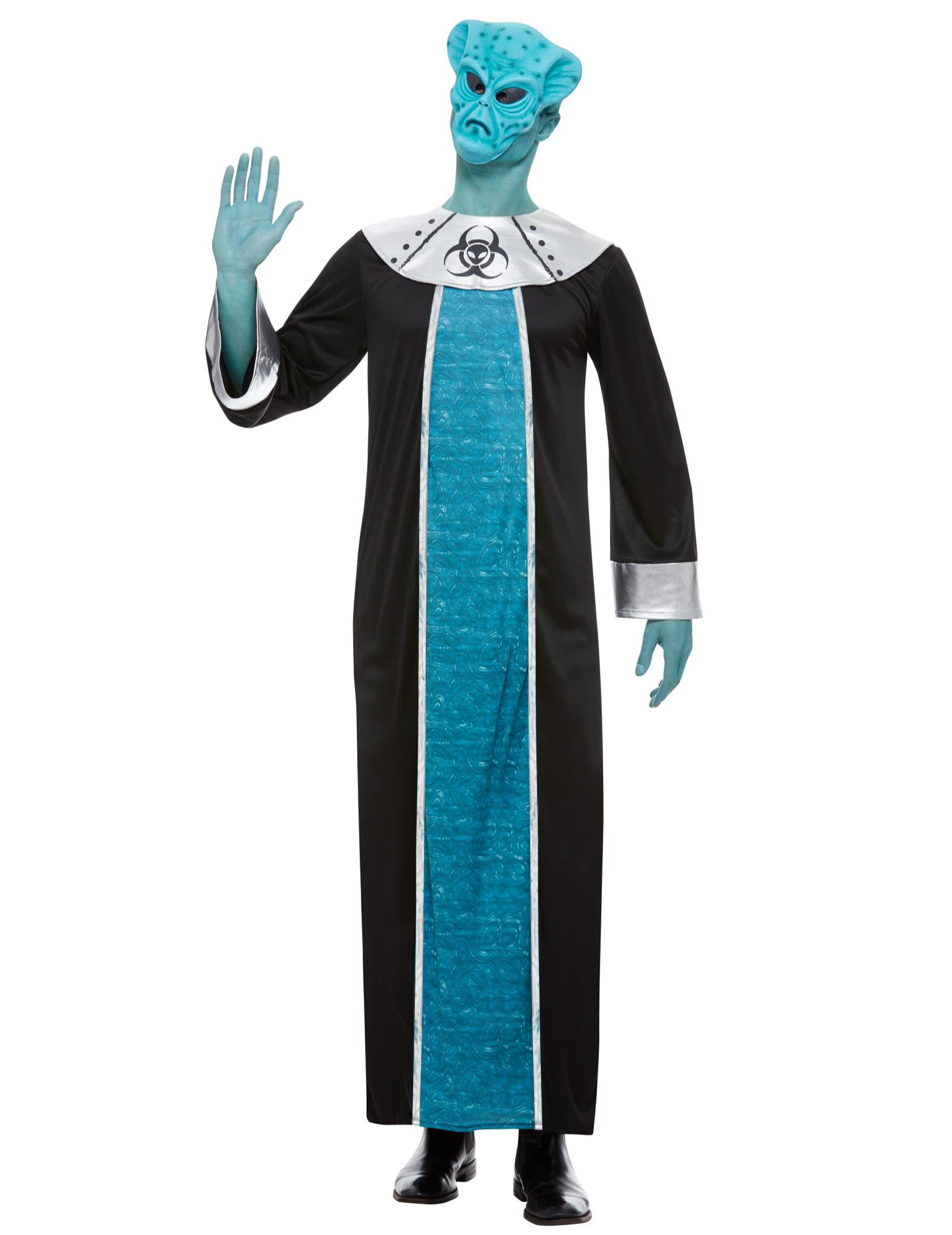 Alien-Kostüm mit Maske blau