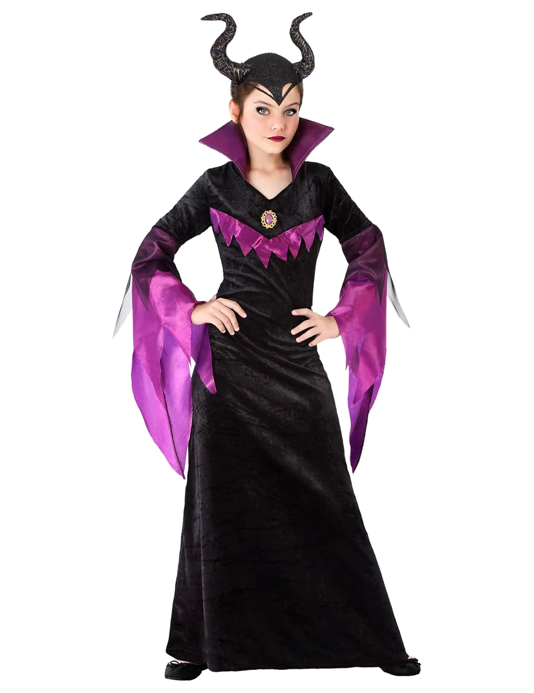 Dunkles Fee-Kostüm für Mädchen Halloweenkostüm schwarz-violett