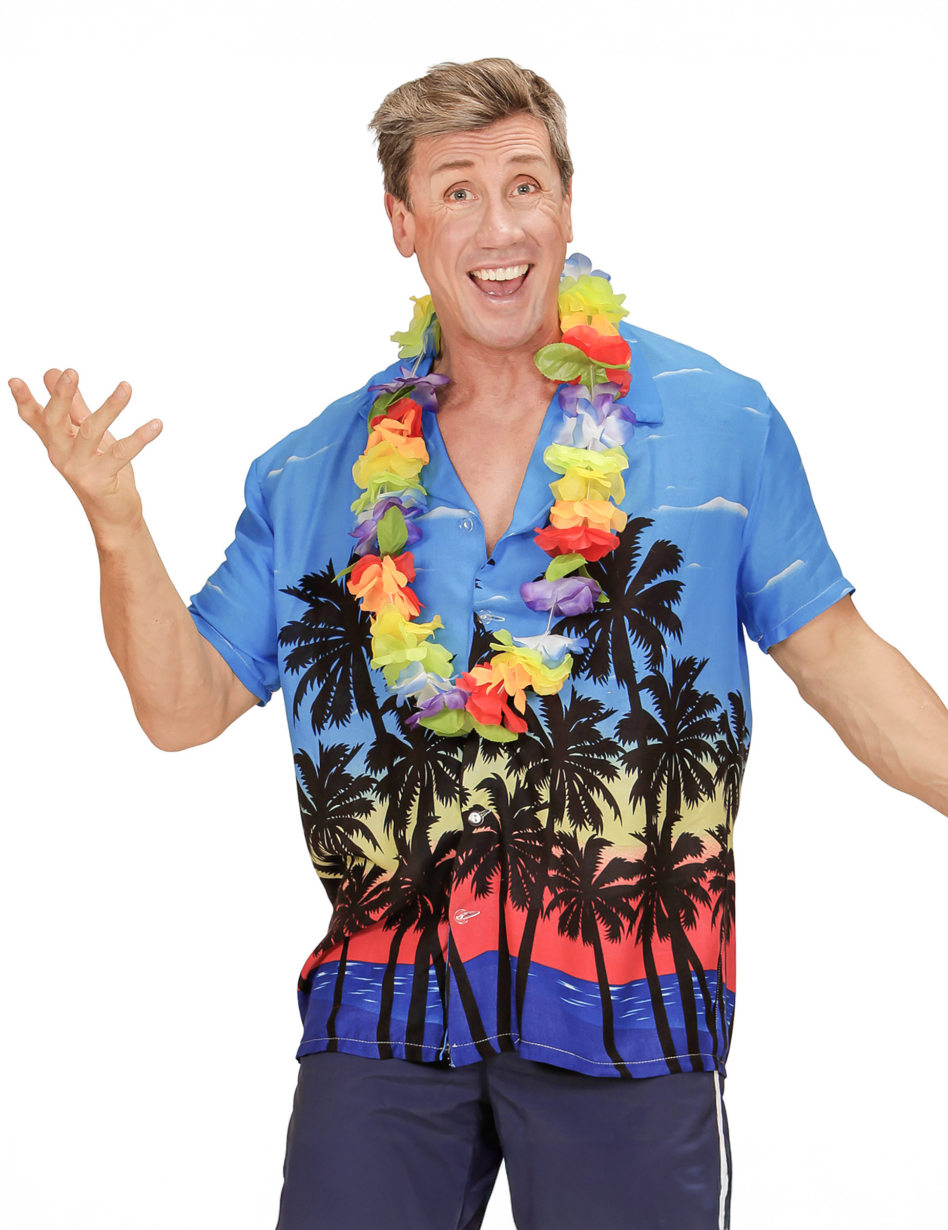 Erwachsenen Hawaii-Hemd blau/bunt