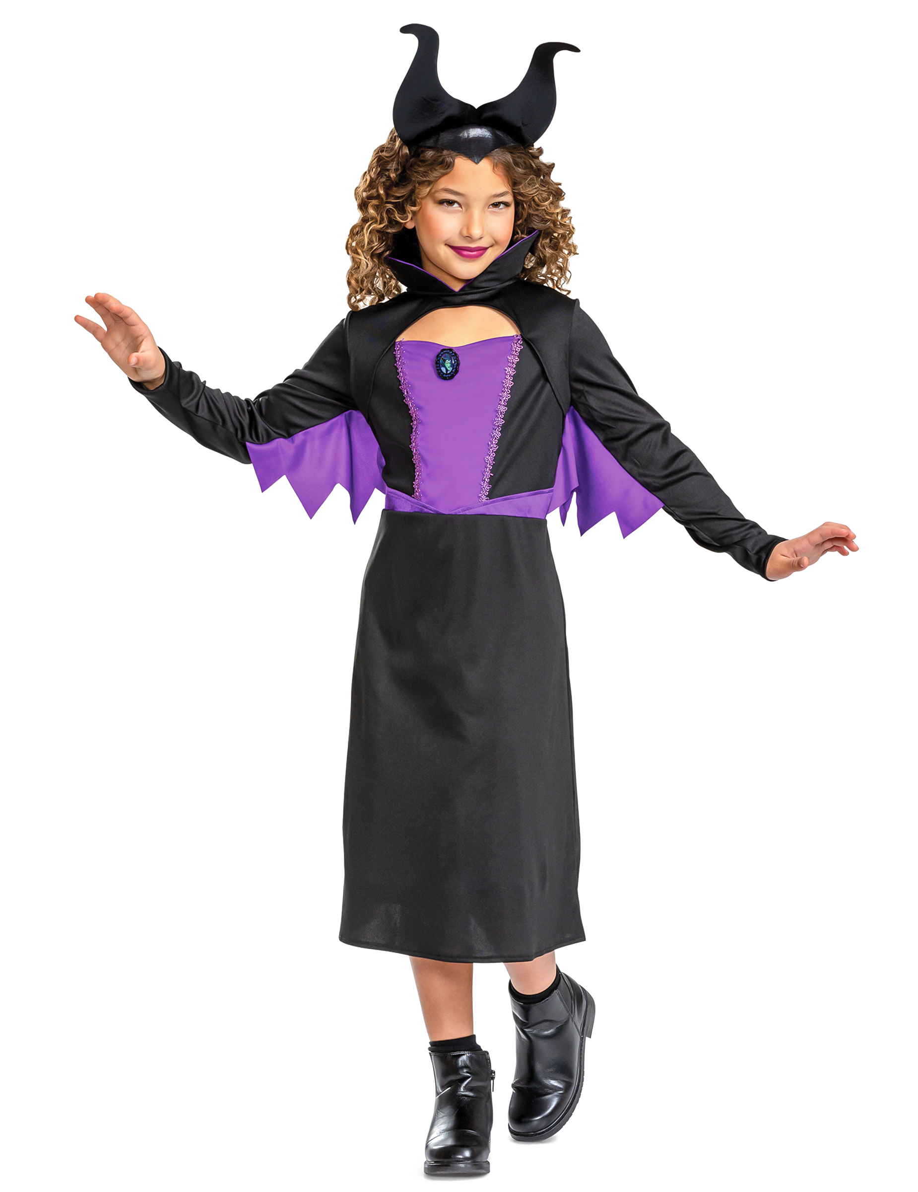 Furchteinflößendes Maleficent-Kinderkostüm schwarz-lila