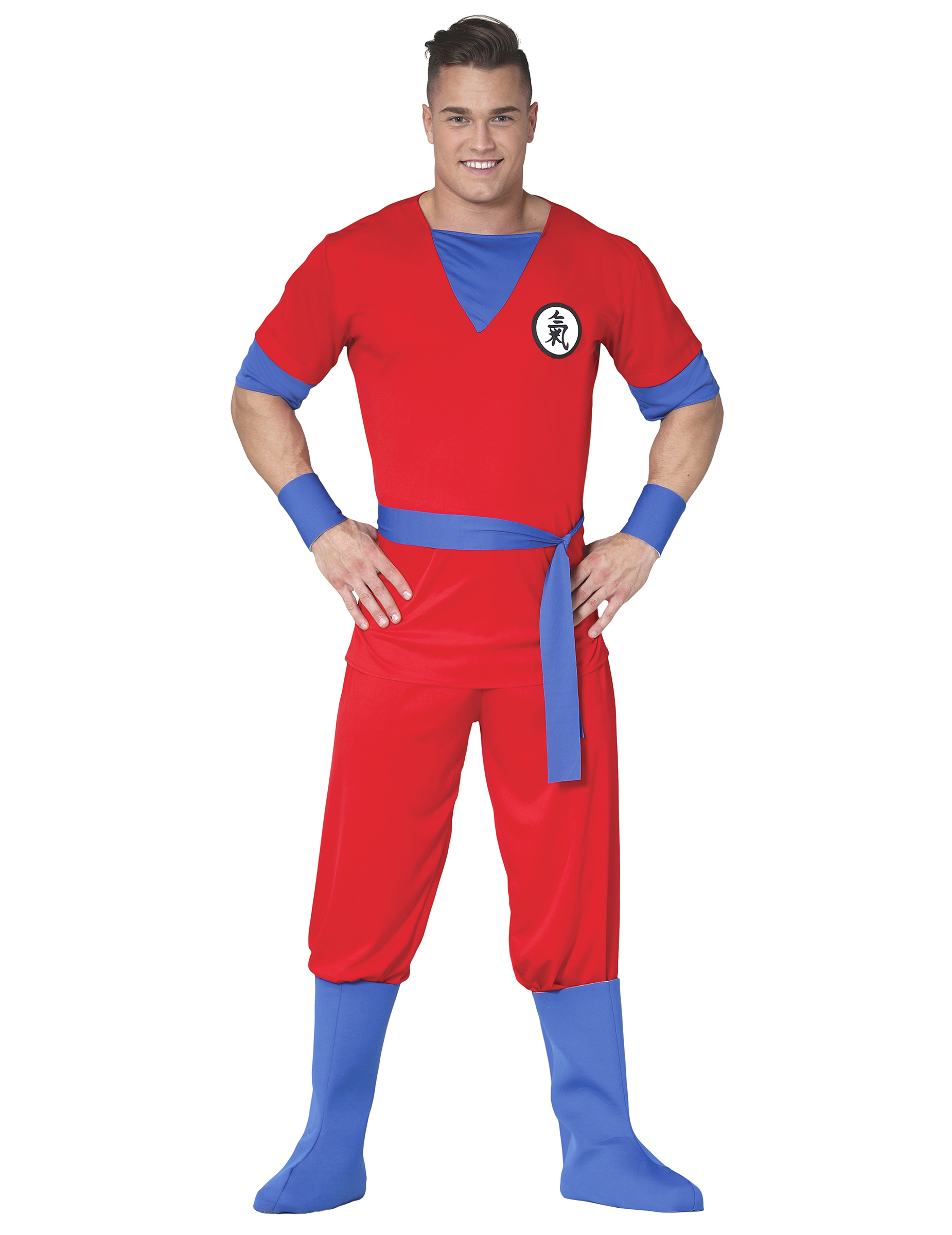 Japanischer Manga-Kämpfer Kostüm Anime rot-blau