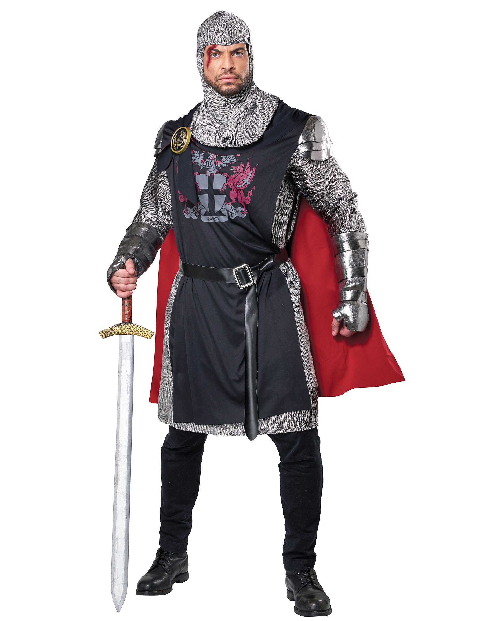 Mittelalterlicher Ritter Krieger Kostüm schwarz-silber