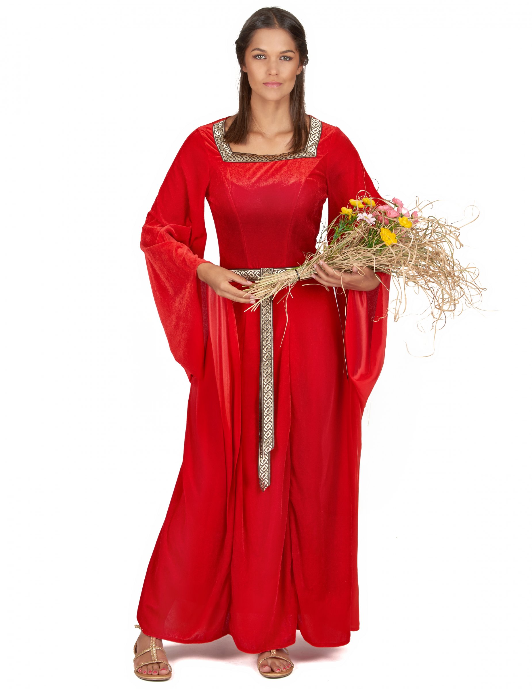 Mittelalterliche Schlossherrin Damenkostüm rot