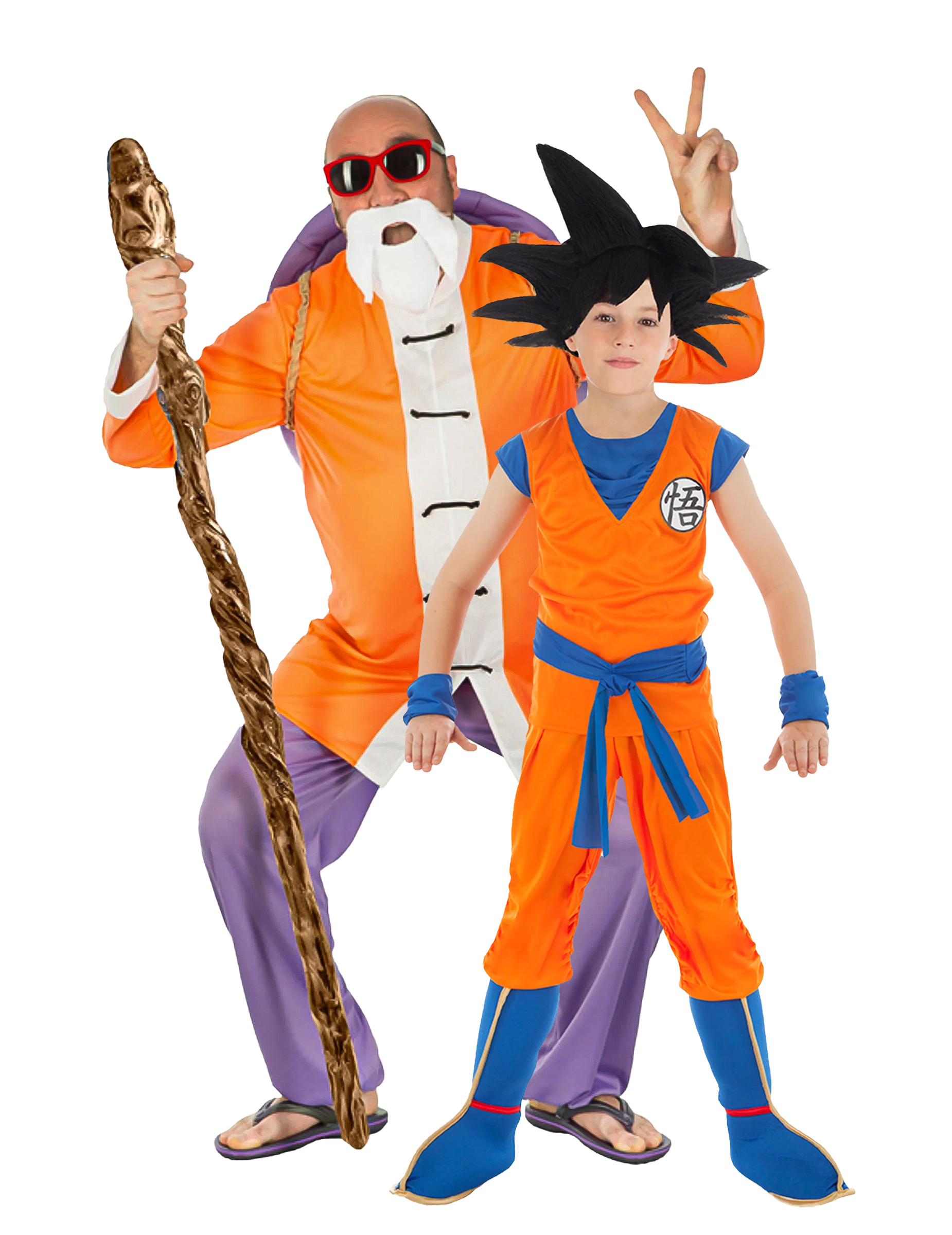 Paarkostüm Meister Roshi und Son Goku Erwachsener-Kind