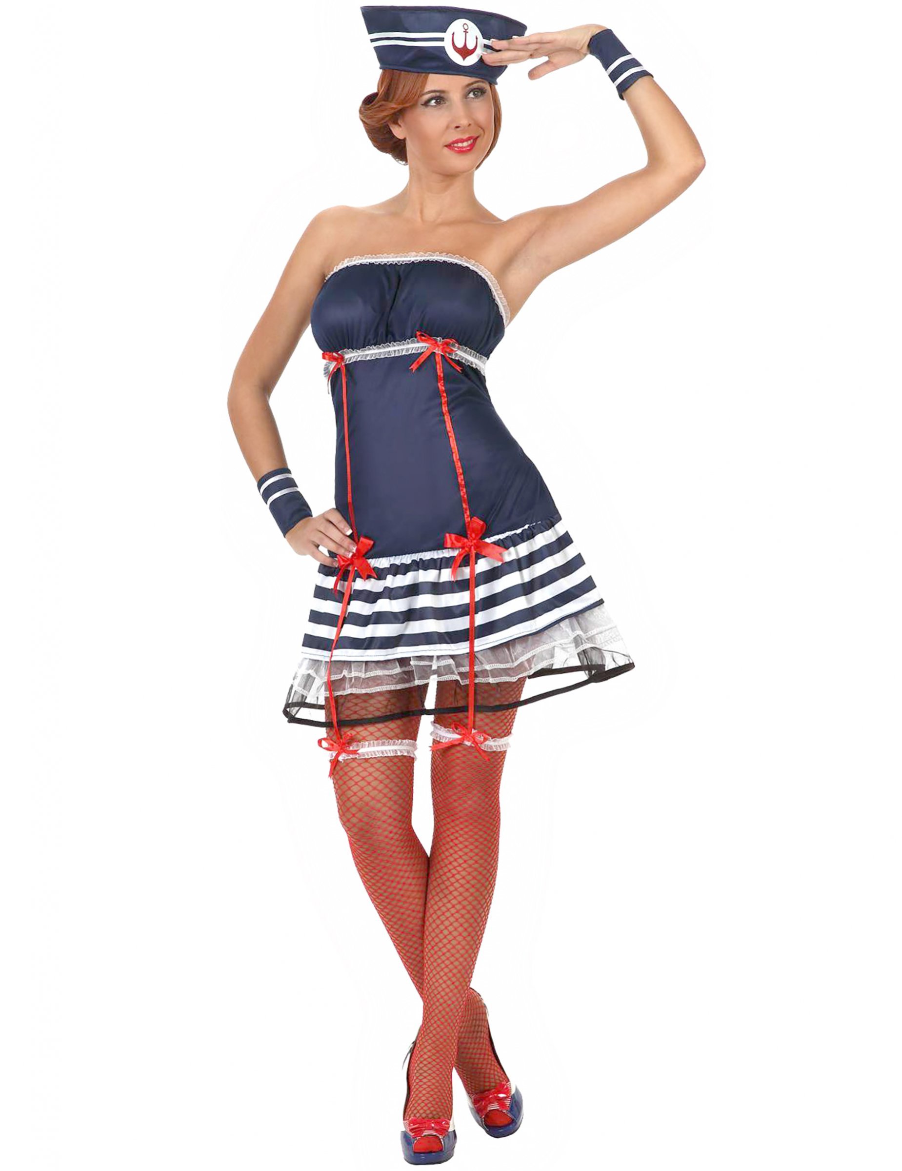 Sexy Matrosin Damenkostüm Seefahrerin blau-weiss-rot