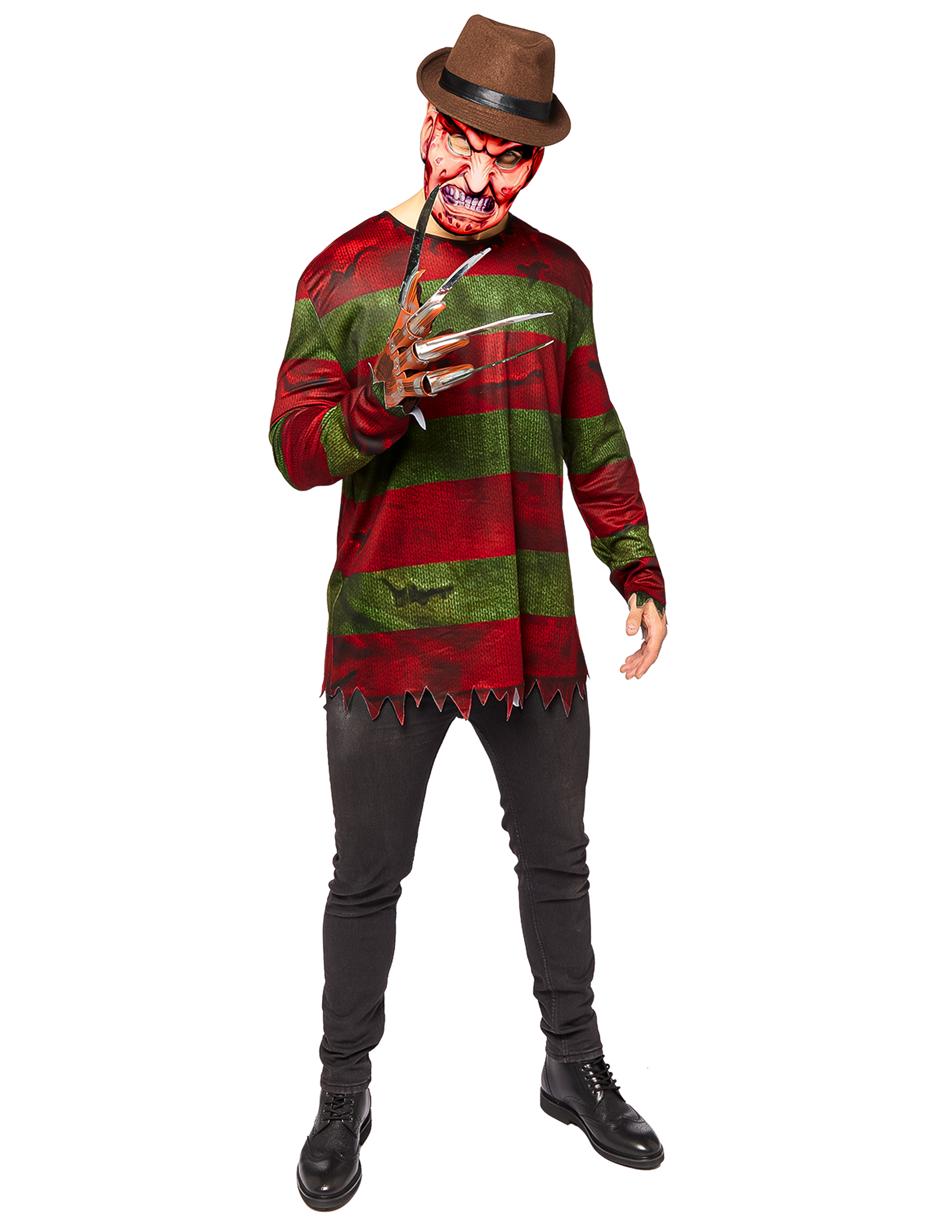 Freddy Krueger Kostüm für Herren rot grün